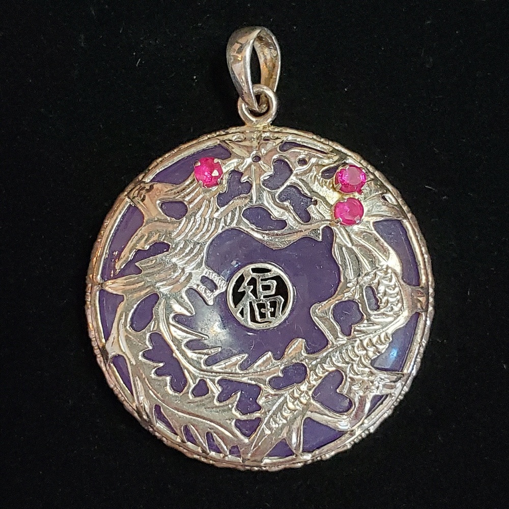 Lavender and Silver Silver Pendant